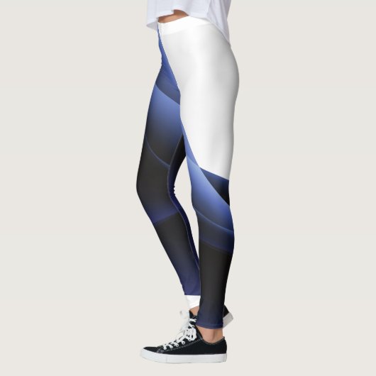 Blauwe en witte Abstracte Leggings (Links)