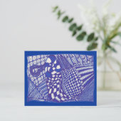 Blauwe en witte Abstracte tekening, Briefkaarten (Staand voorkant)