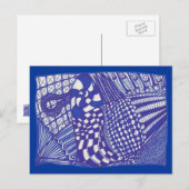 Blauwe en witte Abstracte tekening, Briefkaarten (Voorkant / Achterkant)