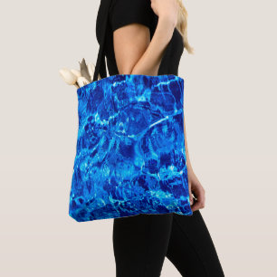 Blauwe en witte achtergrond tote bag