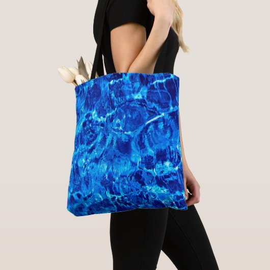 Blauwe en witte achtergrond tote bag (Dichtbij)