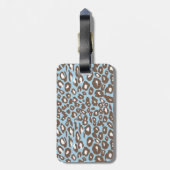 Blauwe en witte afdrukken bagagelabel (Achterkant verticaal)