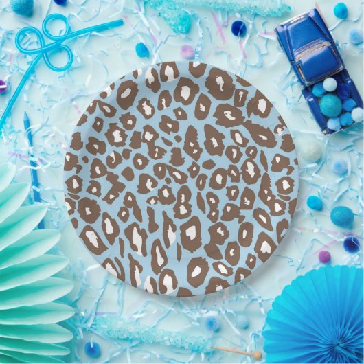 Blauwe en witte afdrukken papieren bordje (Feest)