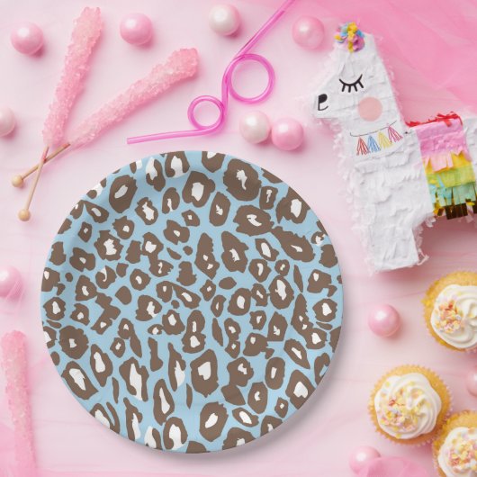 Blauwe en witte afdrukken papieren bordje (Feest)