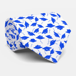 Blauwe en Witte Afstudeerhoeden die door de Lucht Stropdas
