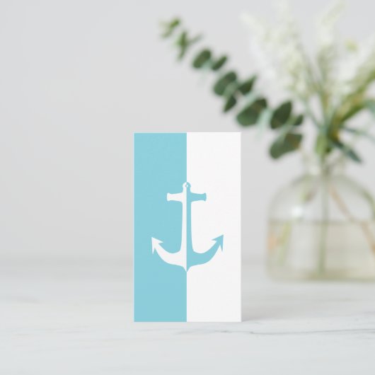 Blauwe en witte anchor visitekaartje (Staand voorkant)