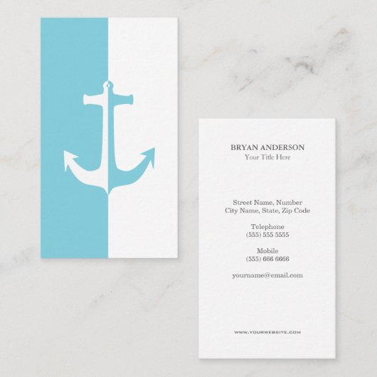 Blauwe en witte anchor visitekaartje (Voorkant / Achterkant)