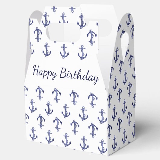 Blauwe en witte anker bedankdoosjes (Geopend)
