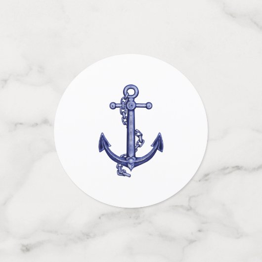 Blauwe en witte anker confetti (Kleine voorkant)