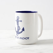 Blauwe en witte anker Two-Tone koffiemok Tweekleurige Koffiemok (Voorkant rechts)