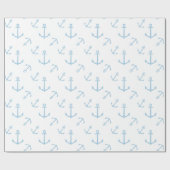 Blauwe en witte ankers cadeaupapier (Vlak)