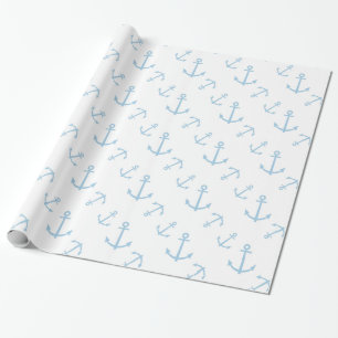 Blauwe en witte ankers cadeaupapier