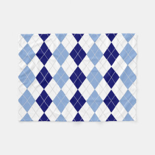 Blauwe en witte Argyle Fleece Blanket Deken