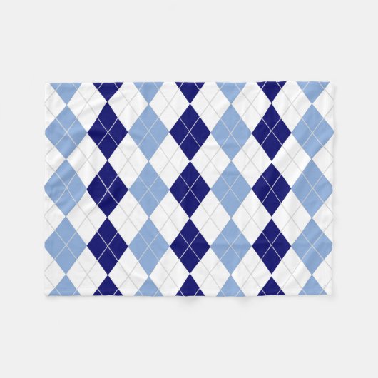 Blauwe en witte Argyle Fleece Blanket Deken (Voorkant (Horizontaal))
