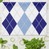 Blauwe en witte Argyle Kitchen Towel Theedoek (Gevouwen)