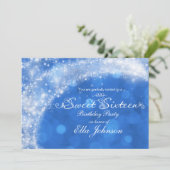 Blauwe en witte Assepoester Sweet 16 Partij Kaart (Staand voorkant)