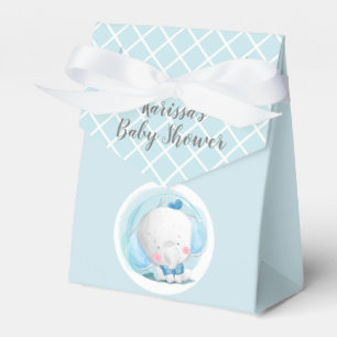 Blauwe en witte babyjongen Oerwoud Elephant Favor  Bedankdoosjes