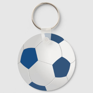 Blauwe en witte bal sleutelhanger