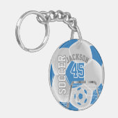 Blauwe en witte ⚽ Ball Sport Sleutelhanger (Voorkant Links)