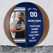 Blauwe en witte Basketball Ball, Uw FOTO, TEKST Basketbal