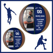 Blauwe en witte Basketball Ball, Uw FOTO, TEKST Basketbal