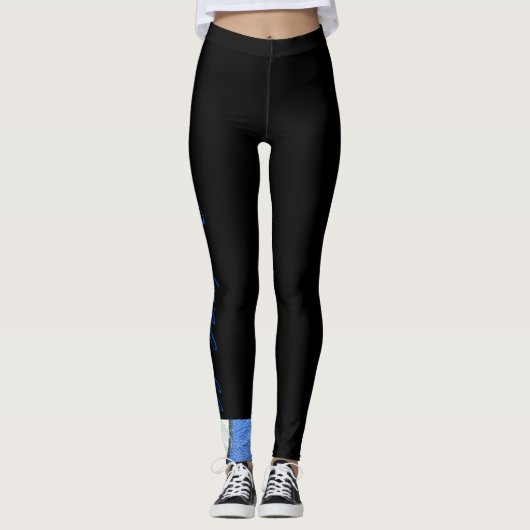Blauwe en witte Basketball Leggings (Voorkant)