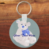 Blauwe en witte Beer Sleutelhanger (Voorkant)
