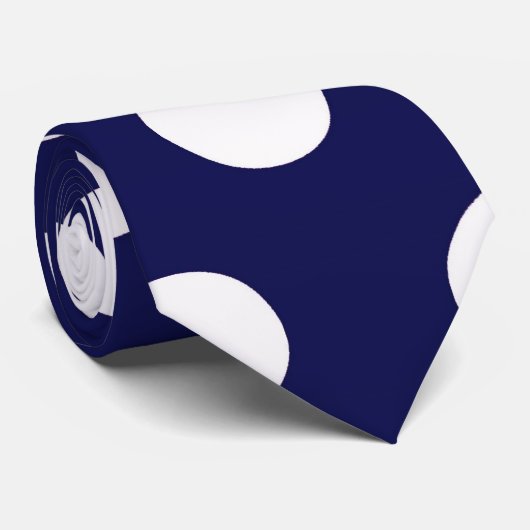 Blauwe en witte Big Polka Dot Necktie Stropdas (Opgerold)