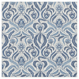 Blauwe en witte bladeren DamasvesFloral Stof