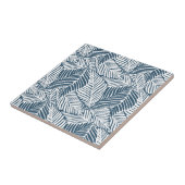 Blauwe en witte bladeren tegeltje (Zijkant)