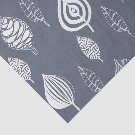 Blauwe en witte bladeren tissuepapier (Detail)