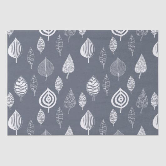 Blauwe en witte bladeren tissuepapier (Voorkant)