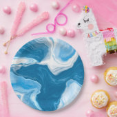 Blauwe en witte blauwe tekenmarmer papieren bordje (Feest)