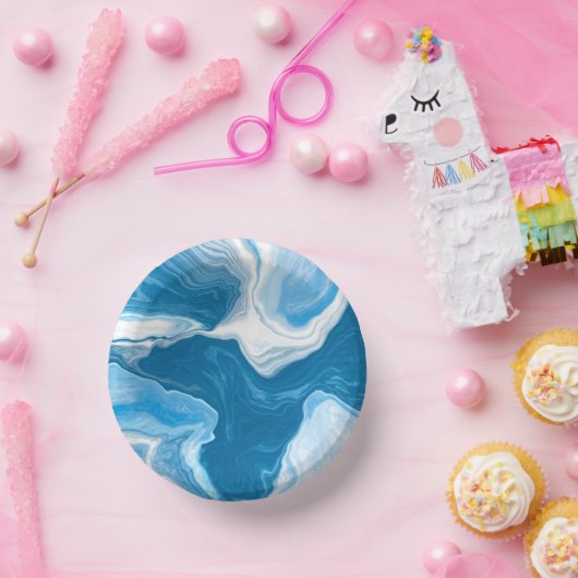 Blauwe en witte blauwe tekenmarmer papieren kommen (Feest)