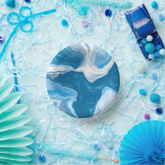 Blauwe en witte blauwe tekenmarmer papieren kommen (Feest)