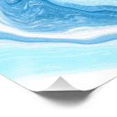 Blauwe en witte blauwe tekenmarmer perfect poster (Hoek)