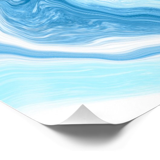 Blauwe en witte blauwe tekenmarmer perfect poster (Hoek)