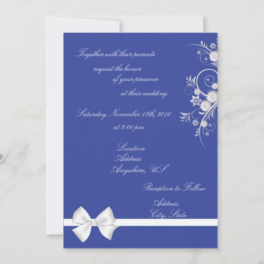 Blauwe en witte bloem Huwen bruiloft Fotouitnodigi Kaart