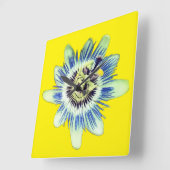 Blauwe en witte bloem vierkante klok (Hoek)