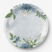 blauwe en witte bloemen botanisch papieren bordje (Voorkant)