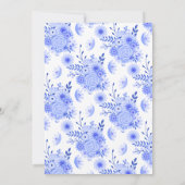 Blauwe en Witte Bloemen Bridal Shower Uitnodiging (Achterkant)