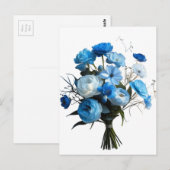 Blauwe en witte bloemen briefkaart (Voorkant / Achterkant)