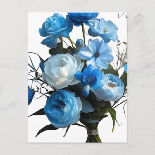Blauwe en witte bloemen briefkaart (Voorkant)