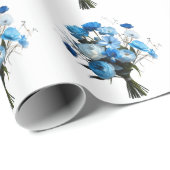 Blauwe en witte bloemen cadeaupapier (Rol Hoek)