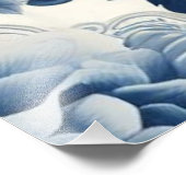 Blauwe en witte bloemen foto afdruk (Hoek)