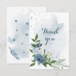 blauwe en witte bloemen groen bedankkaart