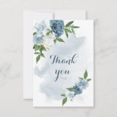 blauwe en witte bloemen groen bedankkaart (Voorkant)