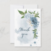 blauwe en witte bloemen groen bedankkaart (Voorkant)