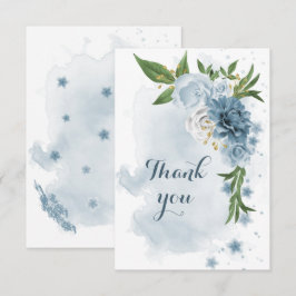 blauwe en witte bloemen groen bedankkaart