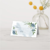 blauwe en witte bloemen groene bladeren plaatskaartje (Voorkant)